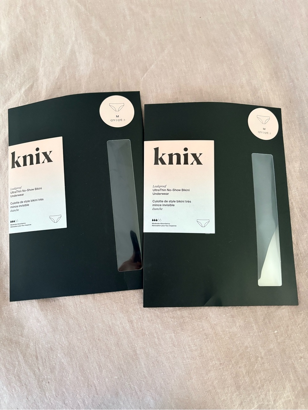 knix leakproof ultrathin no-show bikini period underwear x 2 packs size M Medium